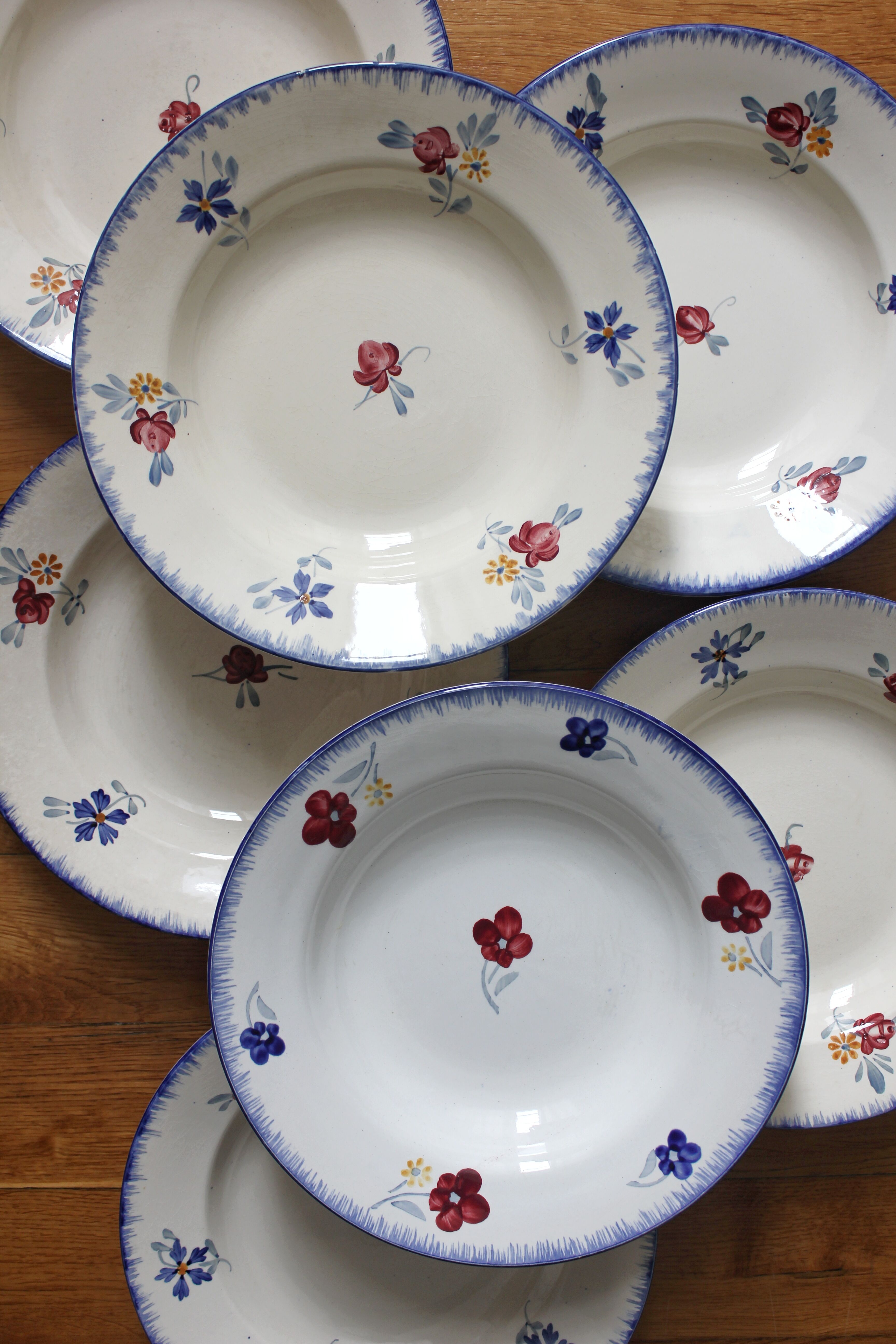 7 floral hollow plates "Mary Lou" Digoin Sarreguemines vintage