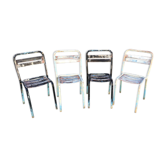 4 chaises dépareillées Terrasse Tolix T2 Xavier Pauchard