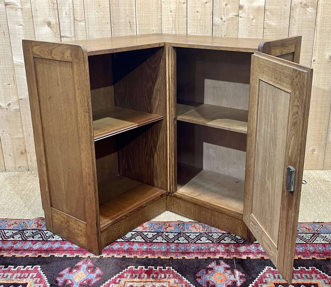 1950s oak corner cabinet