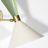 Articulable italian wall lamp sage green & white
