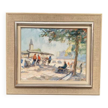 Original Swedish Oil on Panel – “City Motif” by Knut Norman – Signed – Vintage & Framed – 60 × 51 cm (23.6" × 20.1")