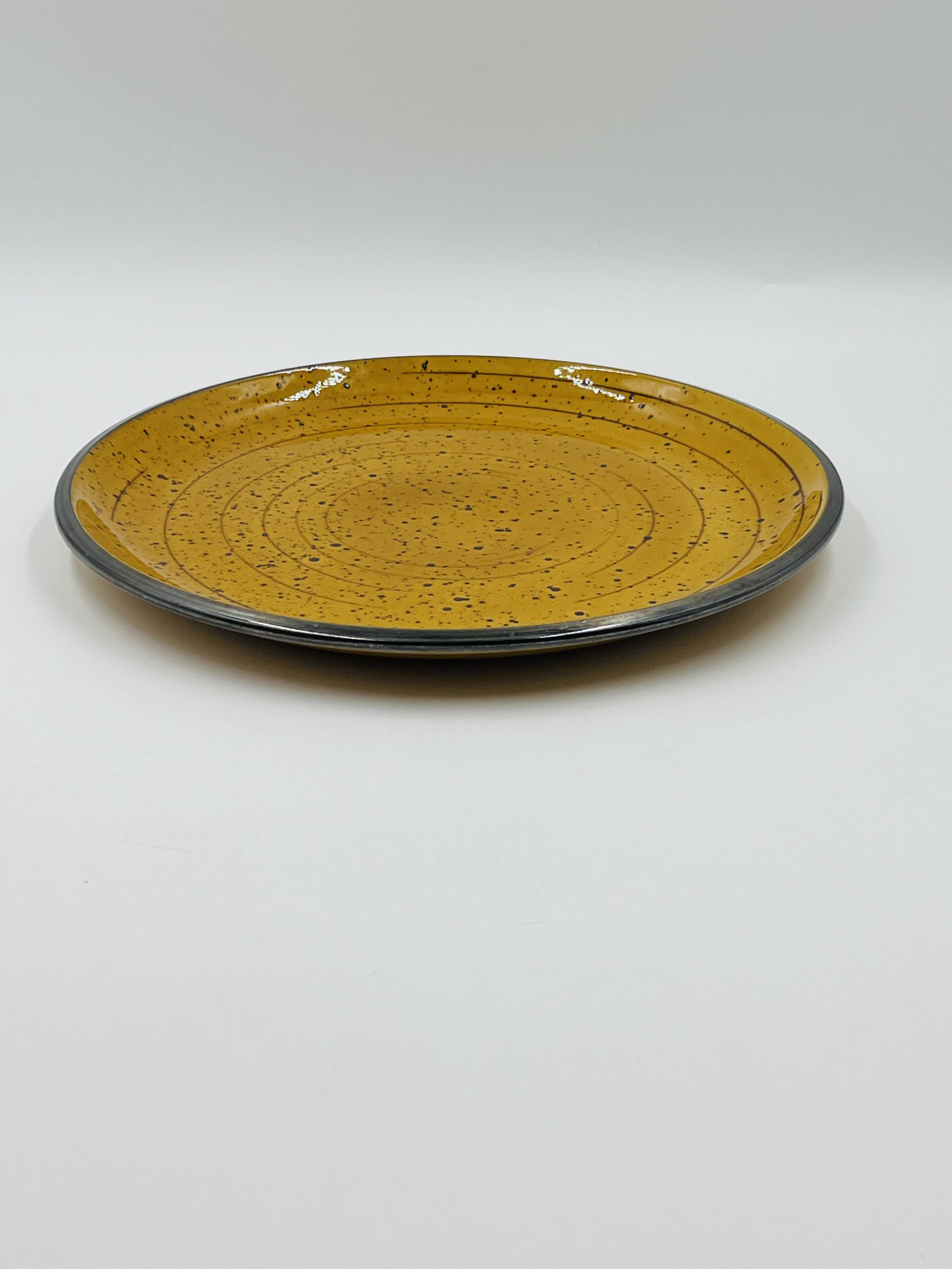 Vintage speckled yellow Palma plate Boch La Louvière