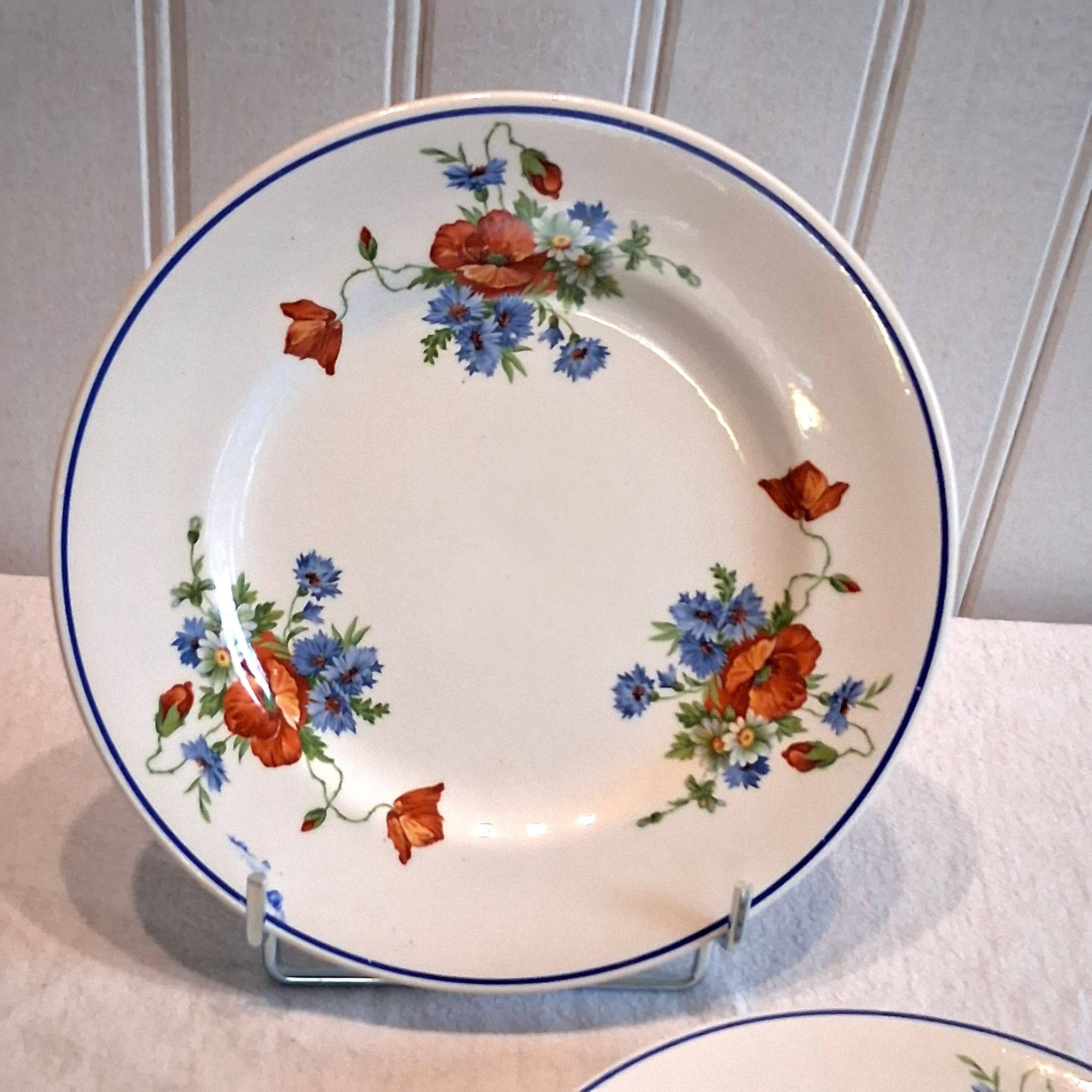 Set of 5 plates from Salins les Bains model "Poppies" in good condition.