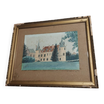 Aquarelle château signée E. Viault début XXème