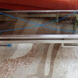Brushed steel coffee table frame without glass - 1970s