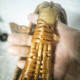 Woven wicker gondola basket