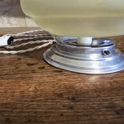 Vintage table lamp Globe saucer in frosted yellow glass with a trim.