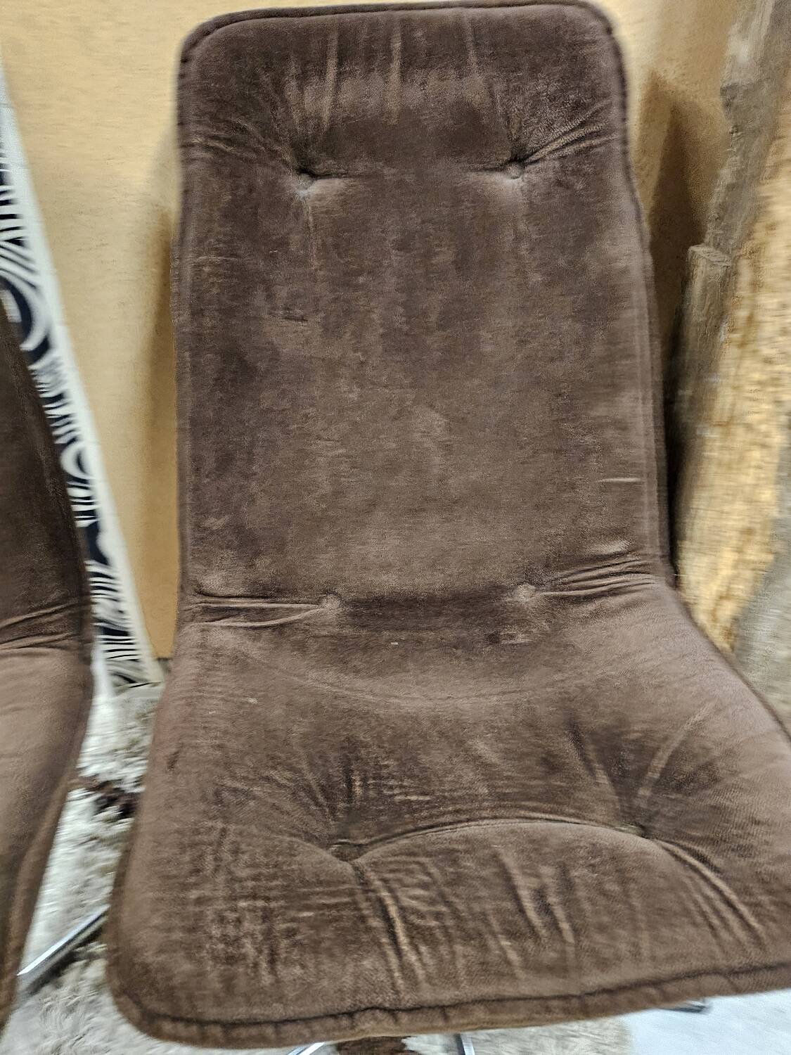 Pair of vintage velvet armchair chair 1970"