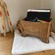 vintage rattan elephant magazine/vinyl holder