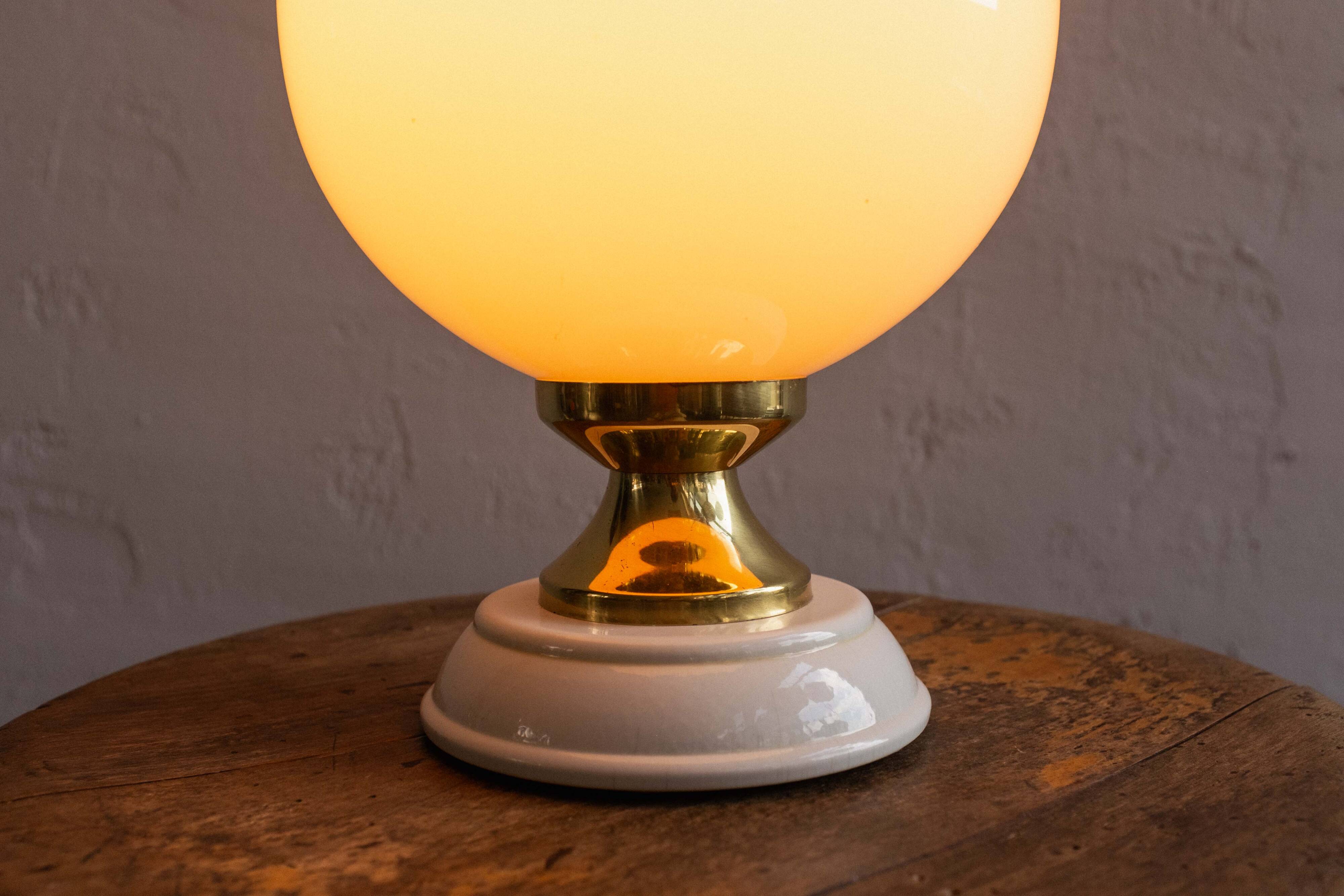 Vintage Czechoslovak Powder Pink Glass Table Lamp, 1970s
