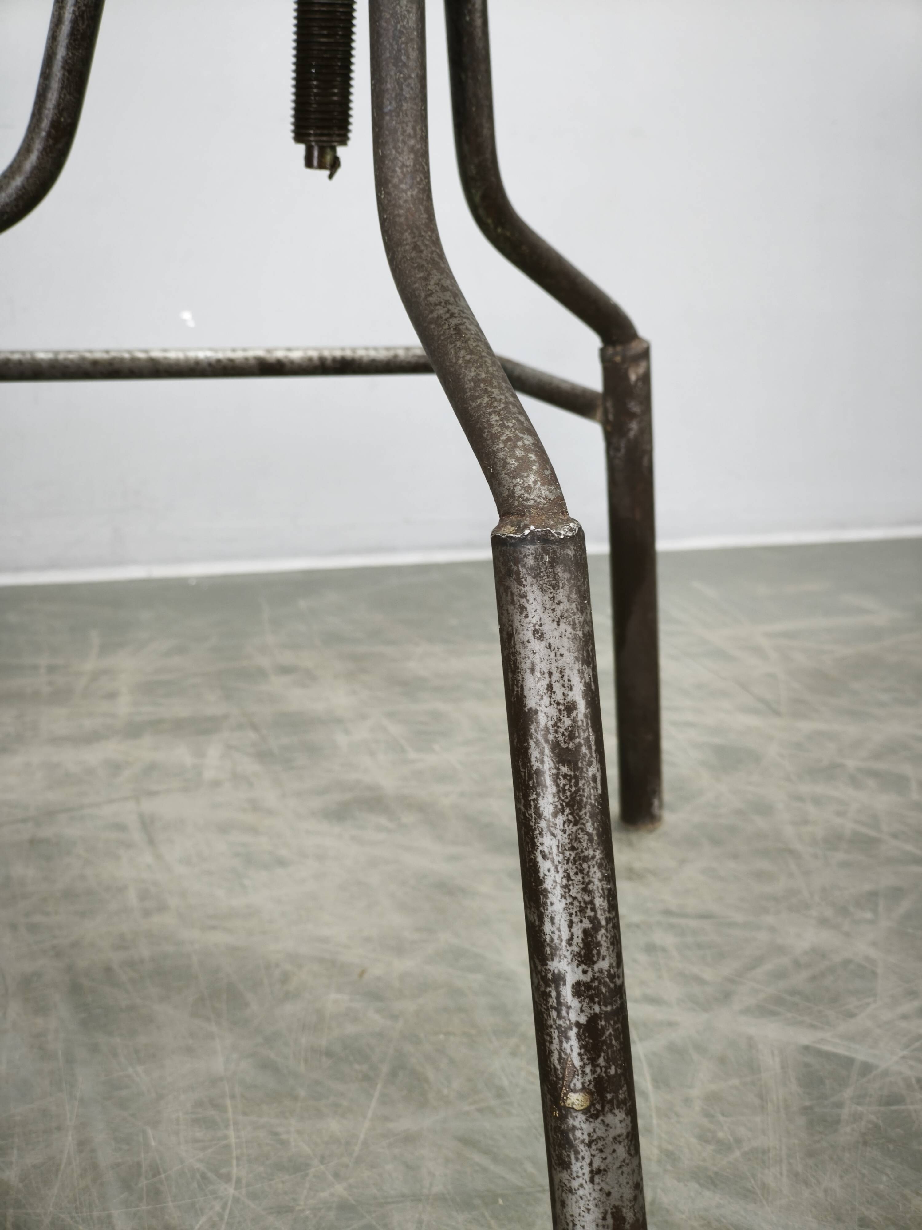 1940s Czechoslovak Industrial Height Adjustable Swivel Workshop Chair