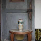 Art Deco wooden coffee table, marble top living room table, side table.