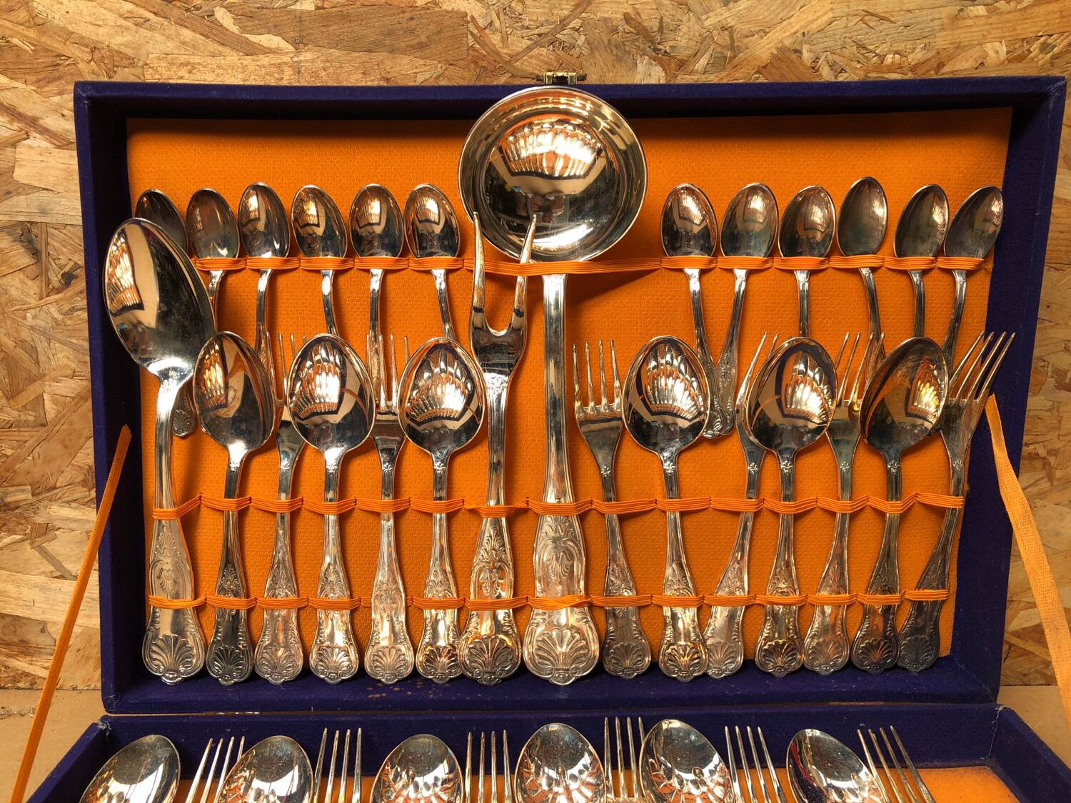 Louis xv style silver metal housewife service 51 pieces + vintage box