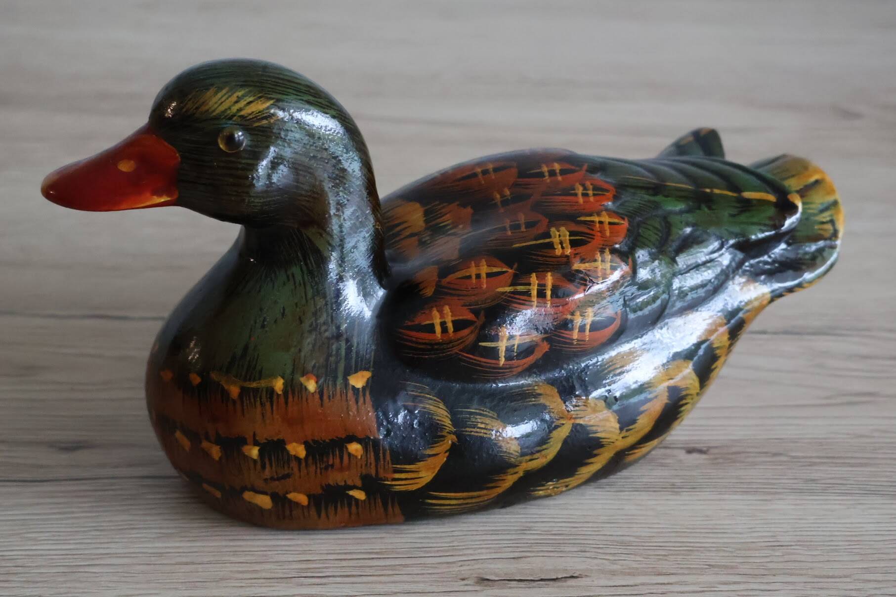 Decorative hand painted ceramic duck