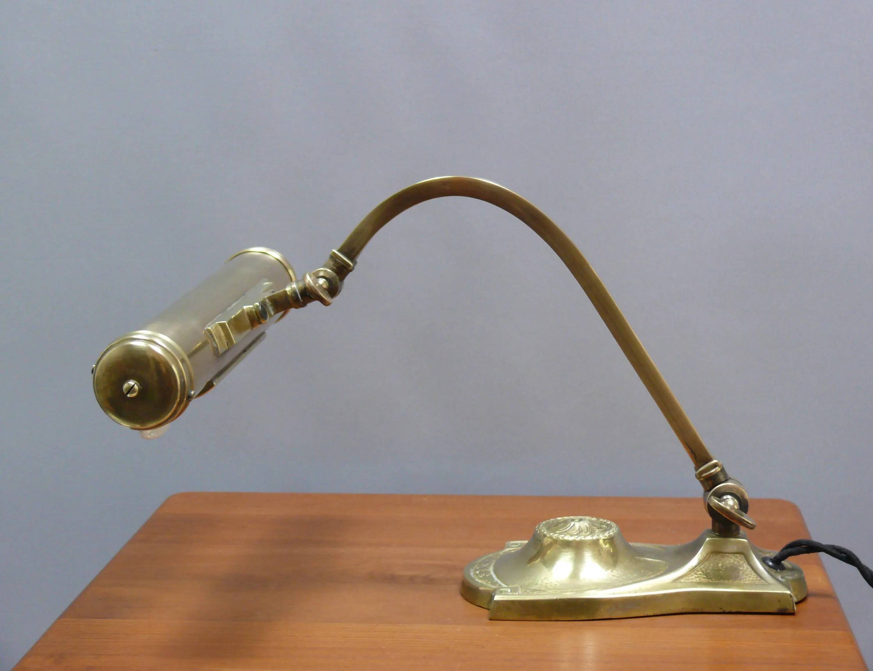 Art Deco brass piano lamp with rotary switch socket