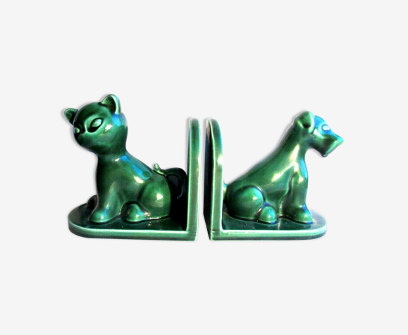 Serre Livres Art Deco En Ceramique Verte Chien Et Chat Sur Terrasse Selency Serre Livres Art Deco En Ceramique Verte Chien Et Chat Sur Terrasse Selency