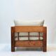 Solid oak seating ensemble rebuilt in 100% virgin wool — two sofas and loun