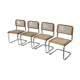 Set of 4 Cesca chairs model b32 in chrome made in italy by Marcel Breuer