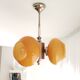 Vintage mid century modern 3-light orange glass chandelier