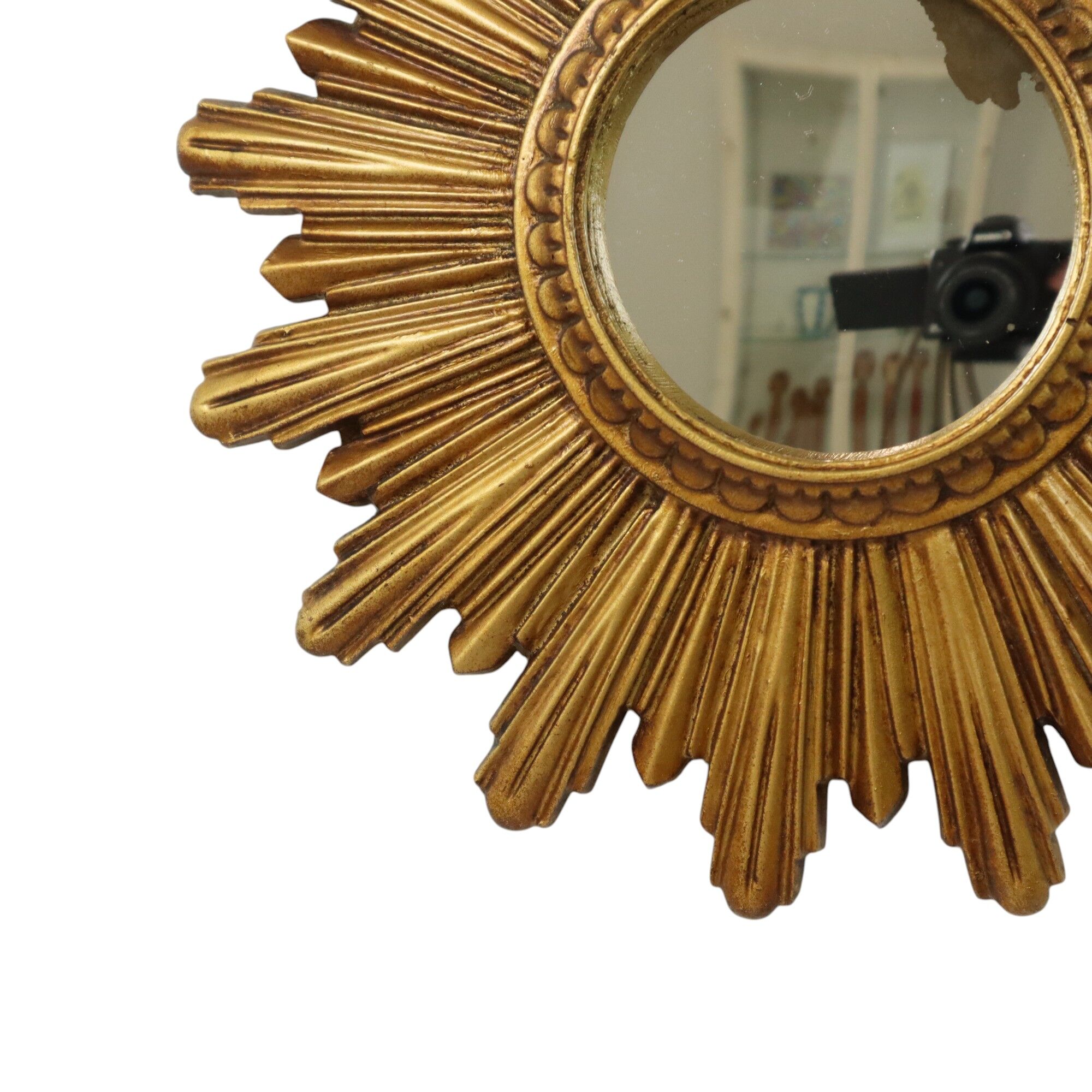 Small Vintage Sun Mirror Sunburst Mirror Resin 25cm