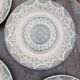 Lot of 8 flat plates in antique English earthenware, fine ware, with patterns.
