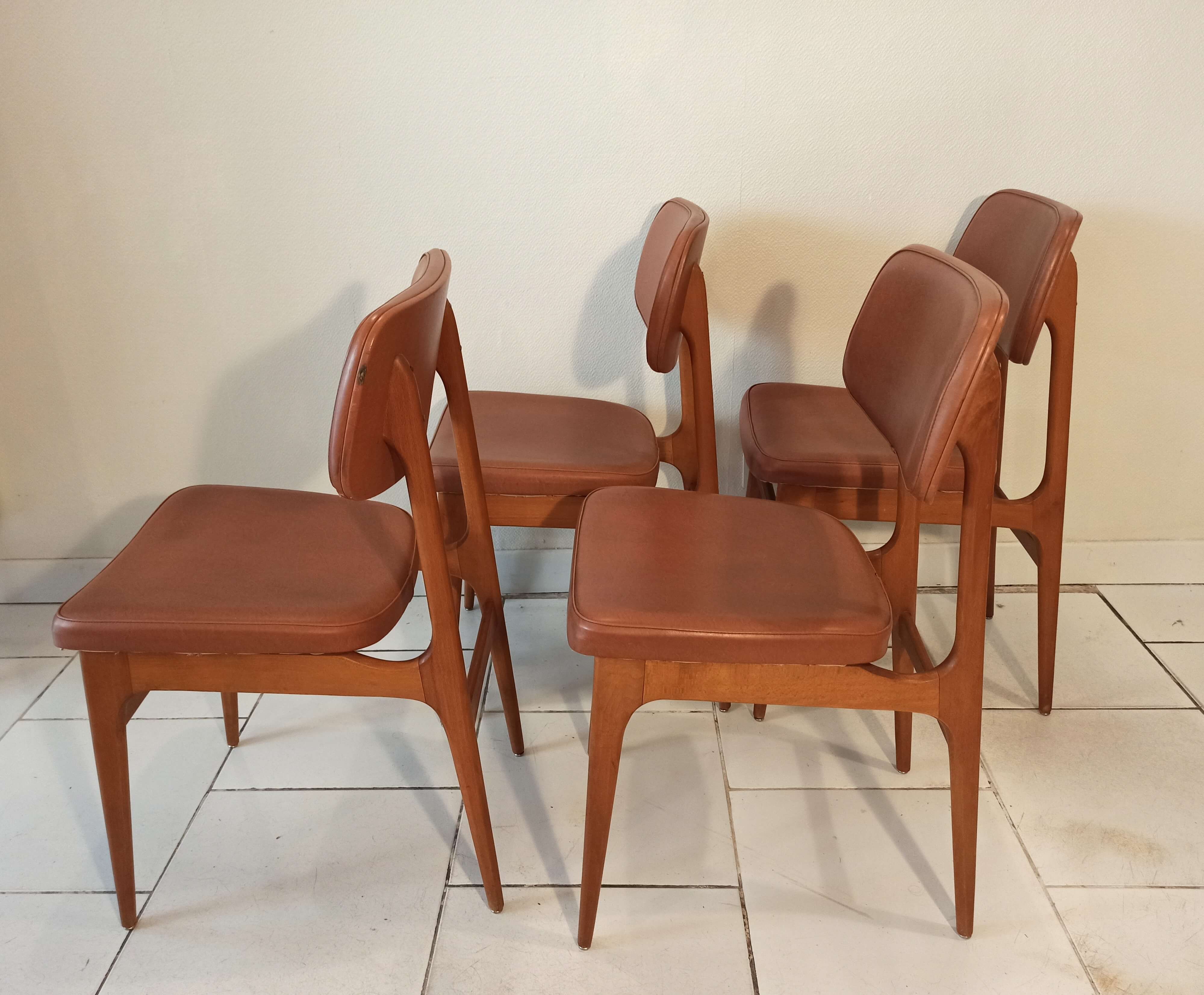 Set of 4 stella chairs vintage Scandinavian style 1960s