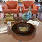 Hollywood regency brass centerpiece, Guzzini Italy 1970s