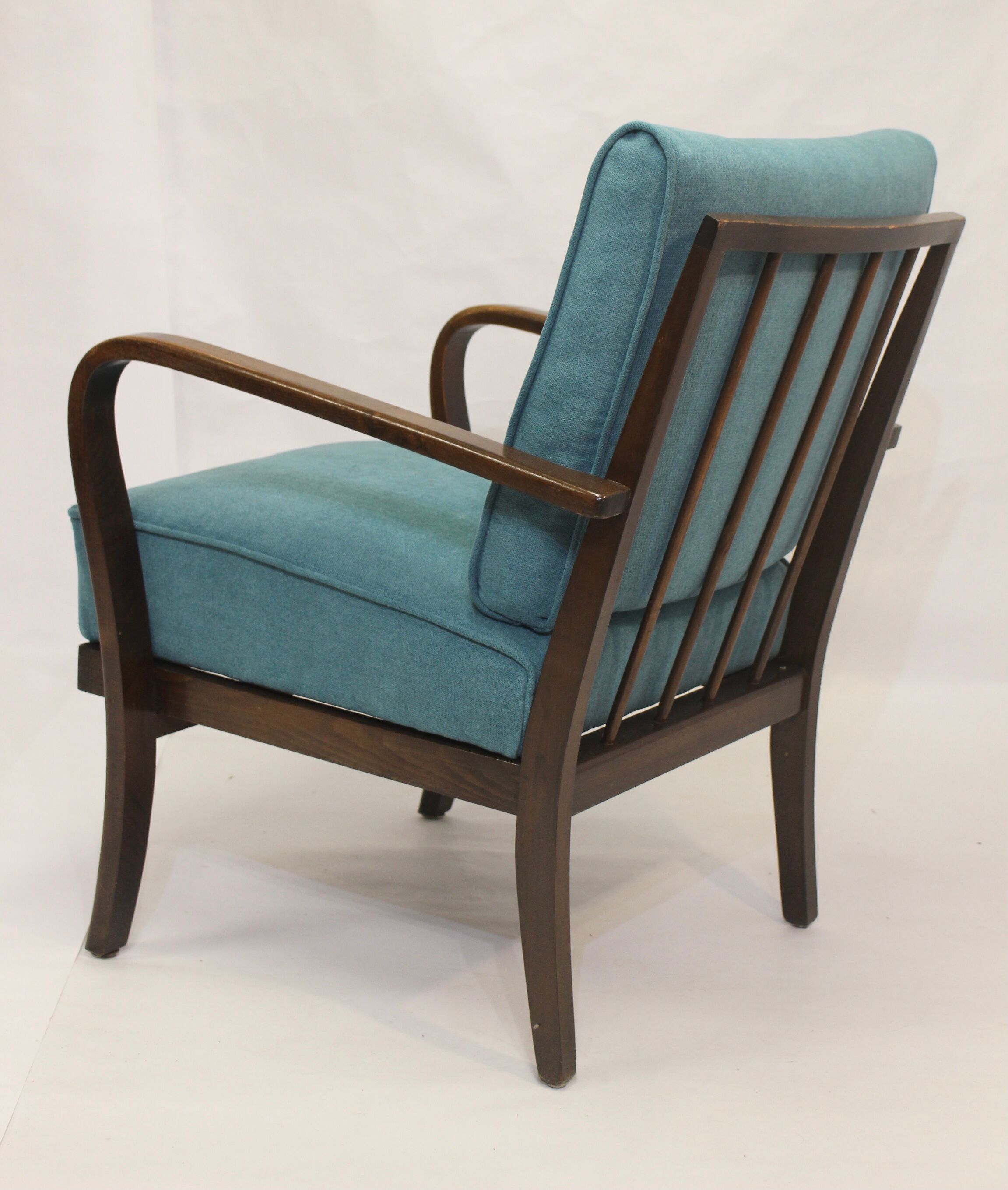 Art Deco curved wood armchair, 1950
