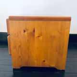 Bedside table assigned to Charlotte Perriand for Les Arcs, in pine, circa 1960.