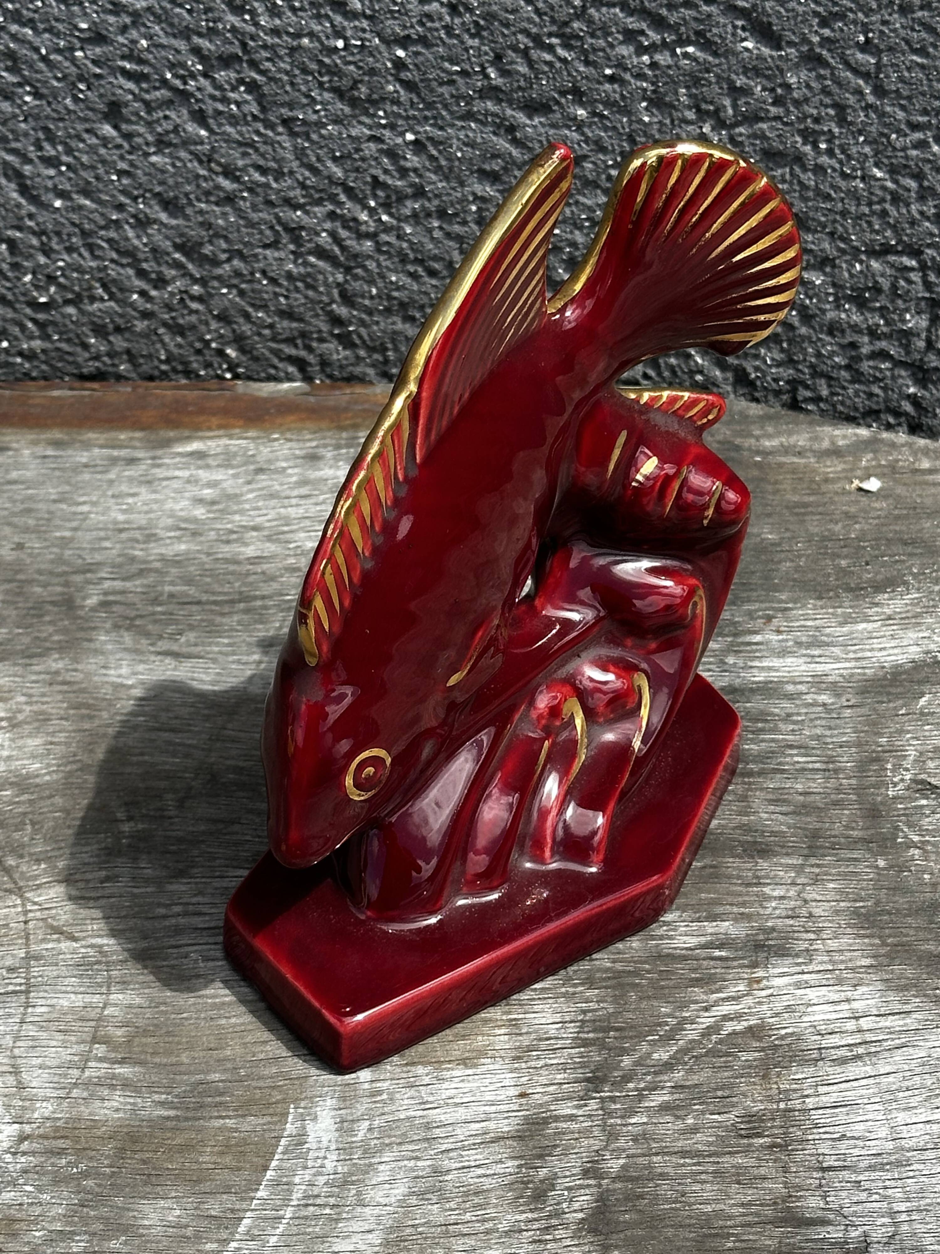 Art Deco sculpture 1930-1940 - Signed ceramic fish