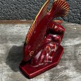 Art Deco sculpture 1930-1940 - Signed ceramic fish