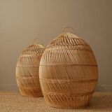 Suspension in natural wicker rattan vintage braided bohemian decoration handmade artisanal manufacturing