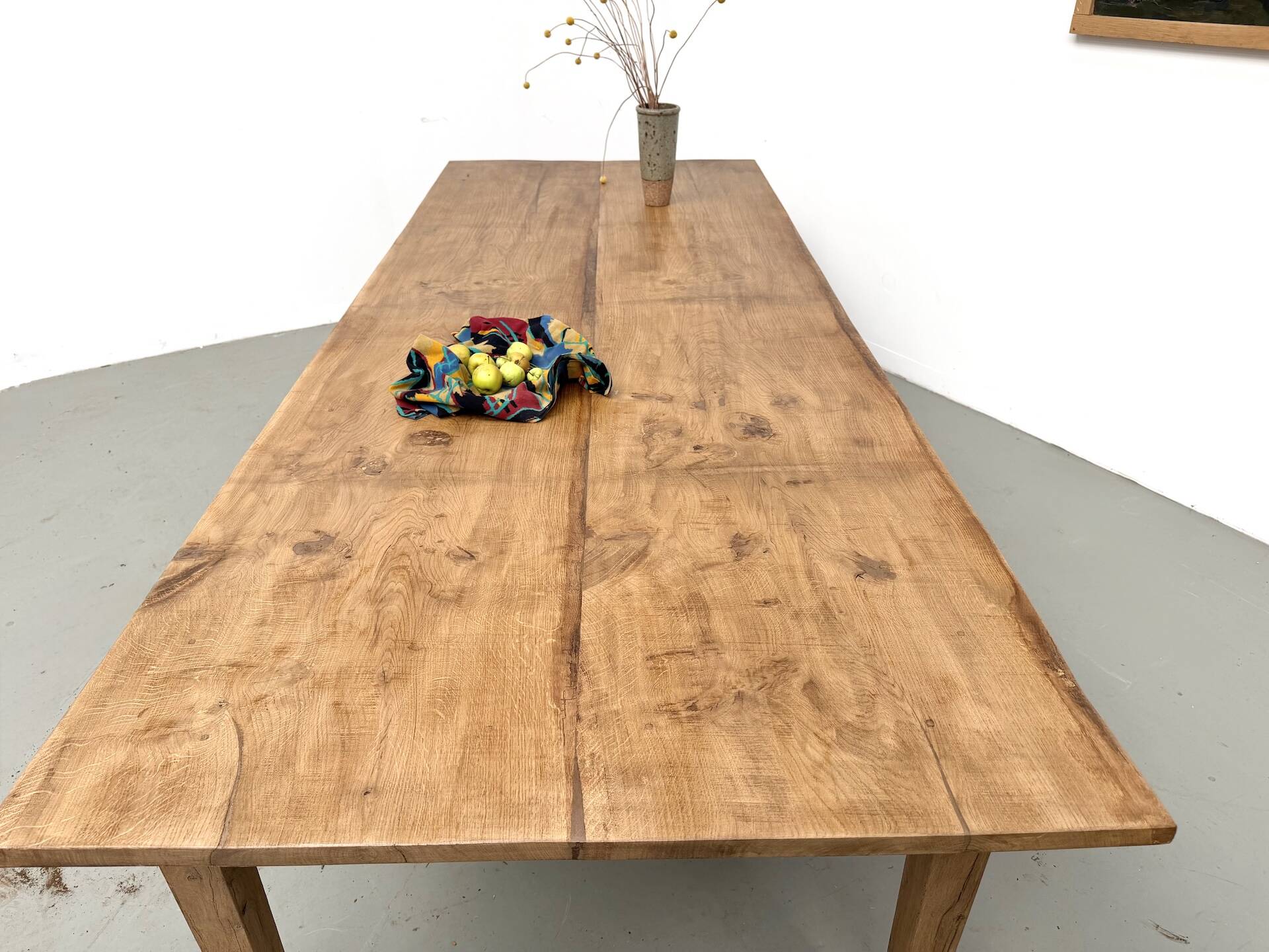 Very large farmhouse table in solid oak, 1950s – L300 cm
