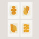 Series of 4 paintings on paper - yellow abstract compositions - signed Eawy