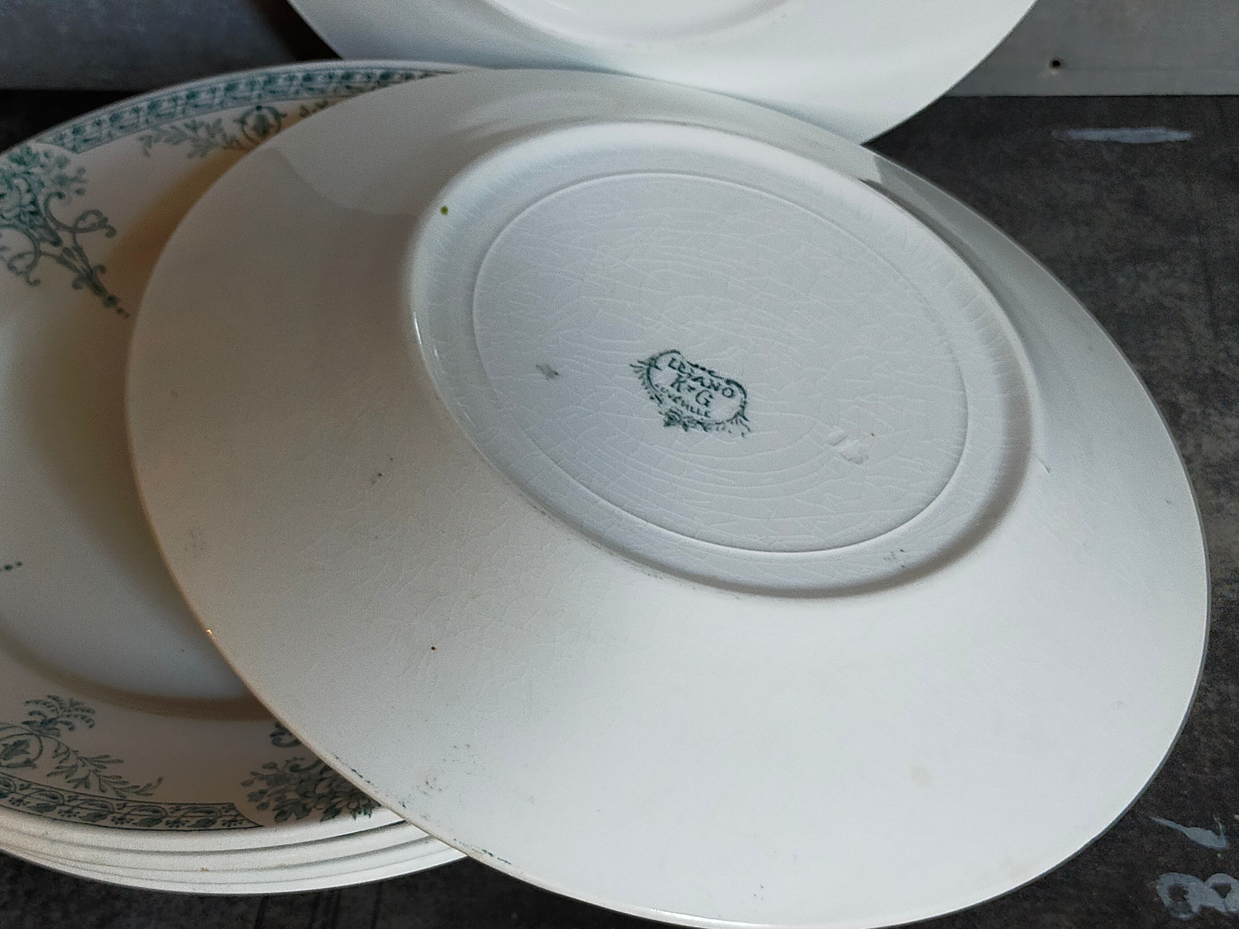 Six old plates iron earth of lunéville model lugano late nineteenth