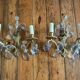 2 vintage bronze wall lights with pendants