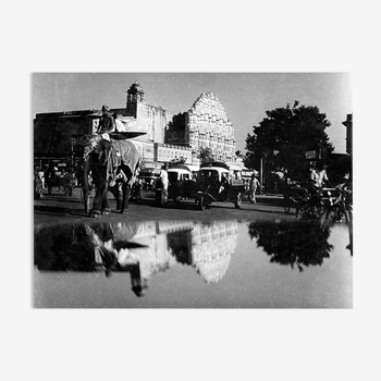 Jaipur, photographie du palais des vents et de son reflet
