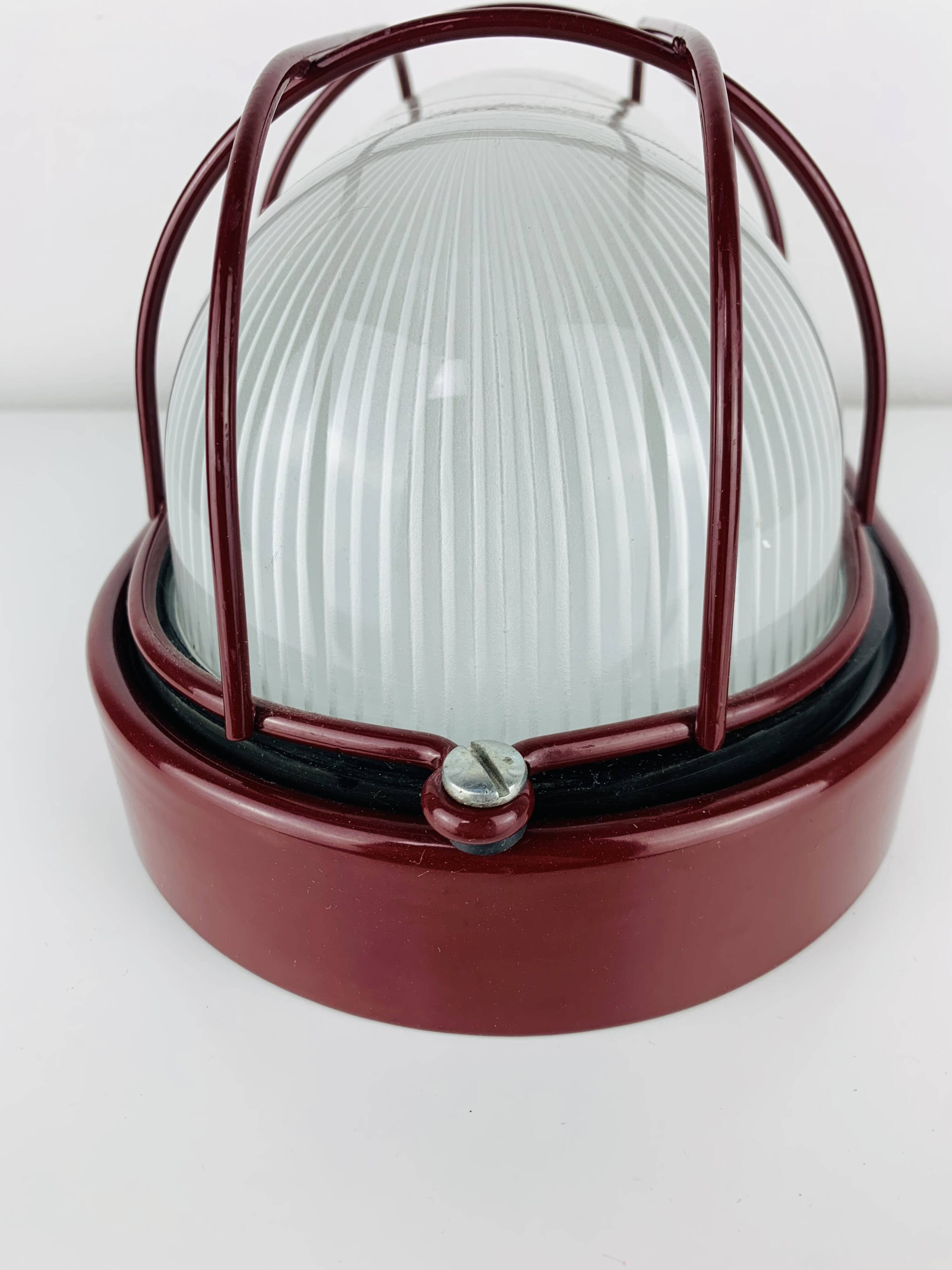 Prisma industrial bulkhead wall light, red, vintage