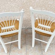 Paire de chaises paillées blanches vintage