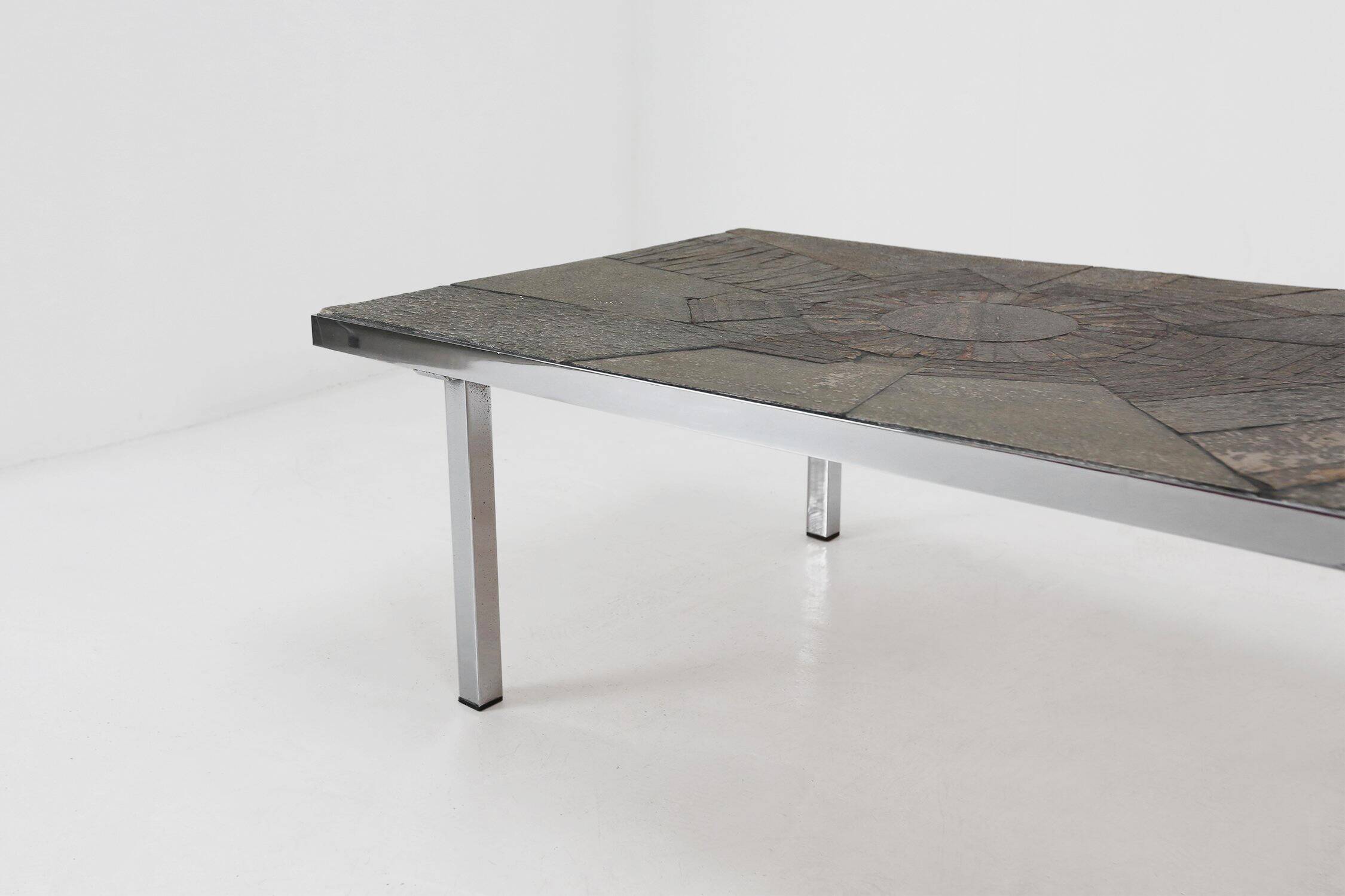 Brutalist Coffee Table Handmade and signed by Pia Manu, 1960s