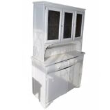 Grey painted pine sideboard with display cabinet and mirror effect glass, early 20th century.