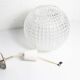 1960s Holophane Ball Pendant Chandelier, Thick Glass, 30 cm, and Vintage Brass