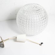 1960s Holophane Ball Pendant Chandelier, Thick Glass, 30 cm, and Vintage Brass