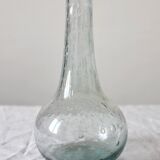 Biot vintage light blue bubbled blown glass soliflore vase