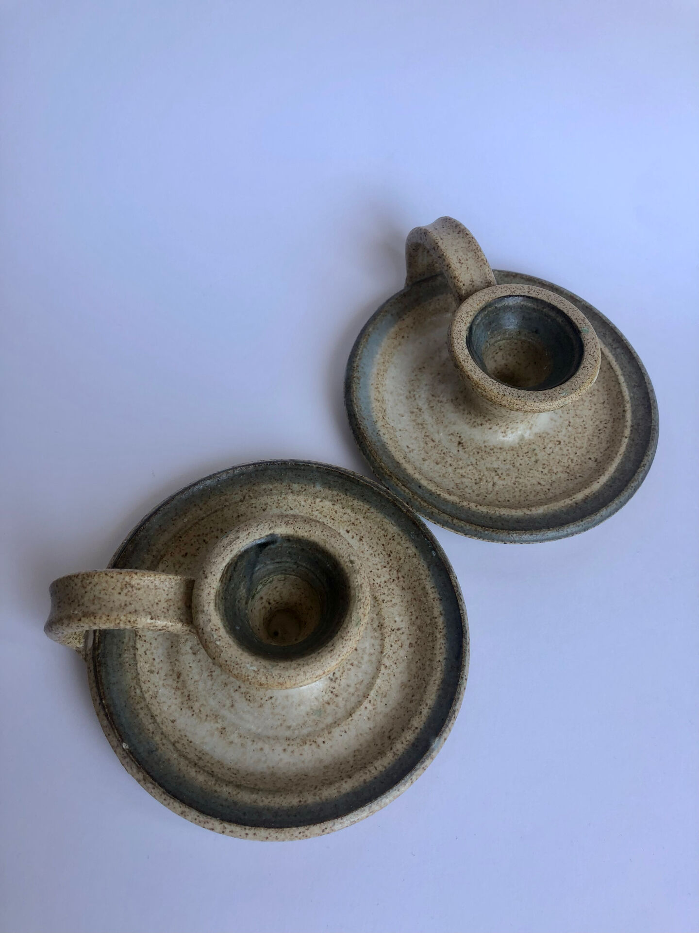 Handcrafted stoneware candle holders