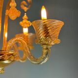 Venetian chandelier in gilded Murano glass with 5 light arms circa 1930