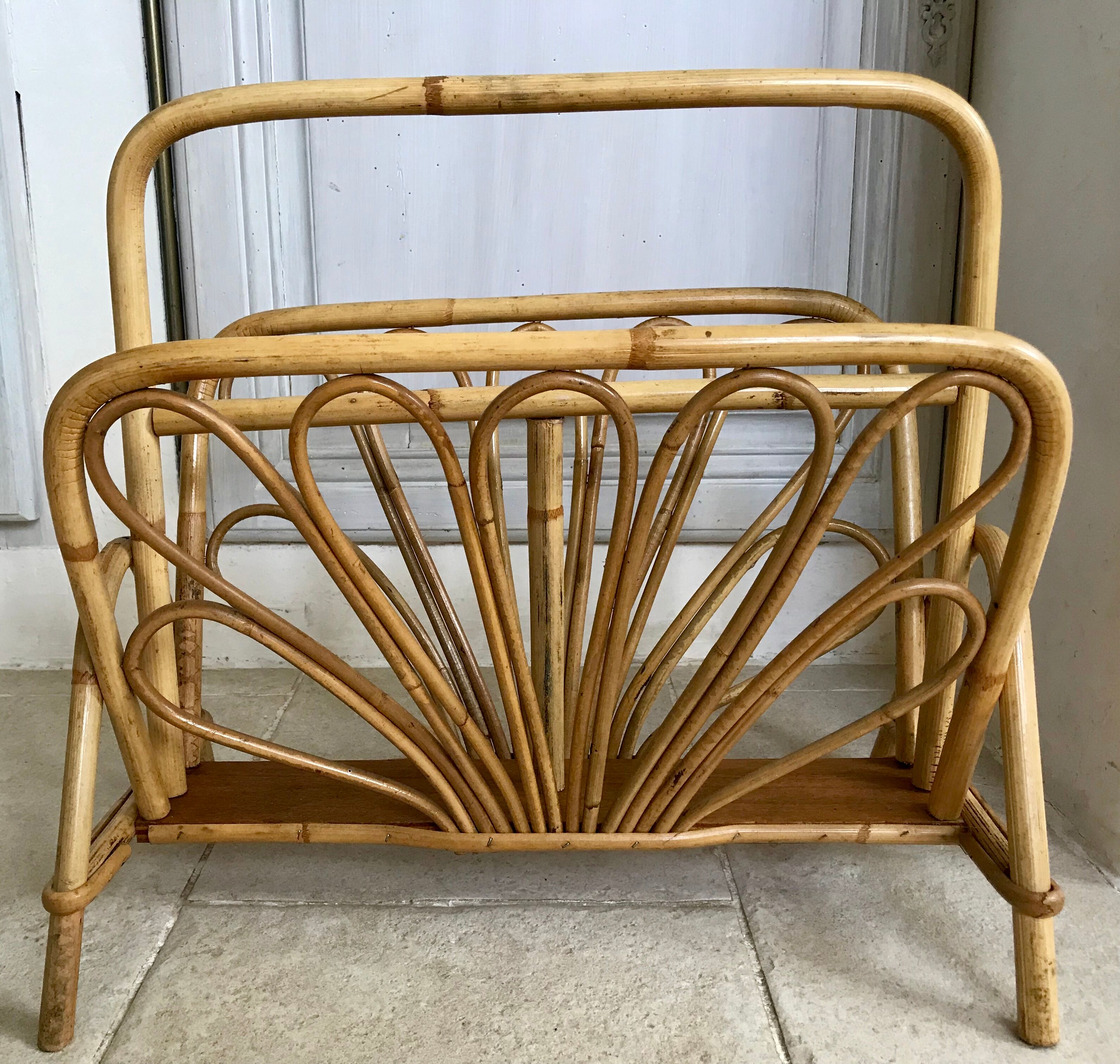 Vintage rattan magazine holder