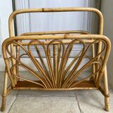 Vintage rattan magazine holder
