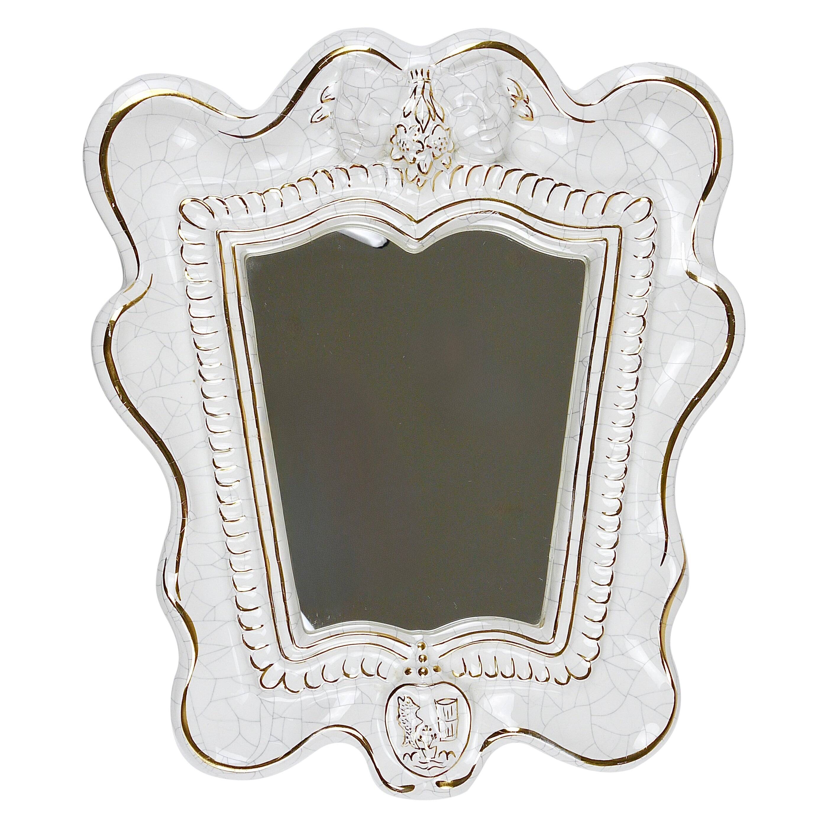 Art Deco Wall Mirror Theatre in Terracotta by Gmundner Keramik, Austria, 1930s