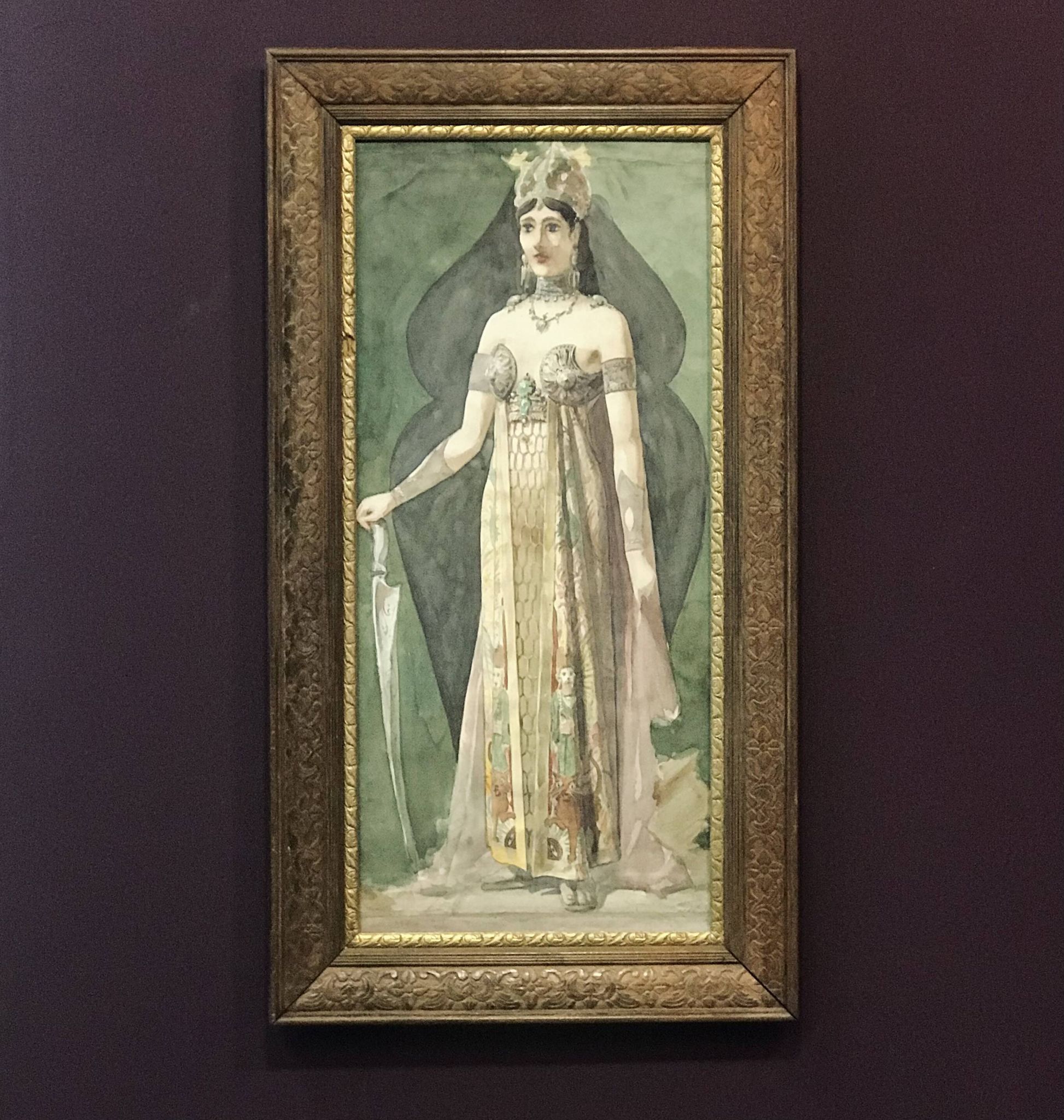 Victorian Goddess, Aquarelle Painting, framed